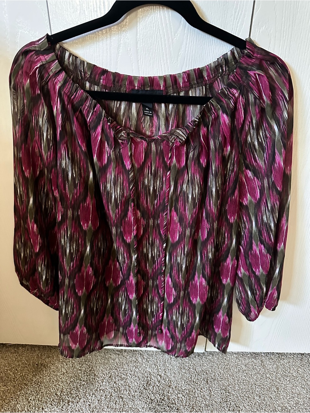 AB Studio Women’s Off-Shoulder Printed Blouse - Pink/Black